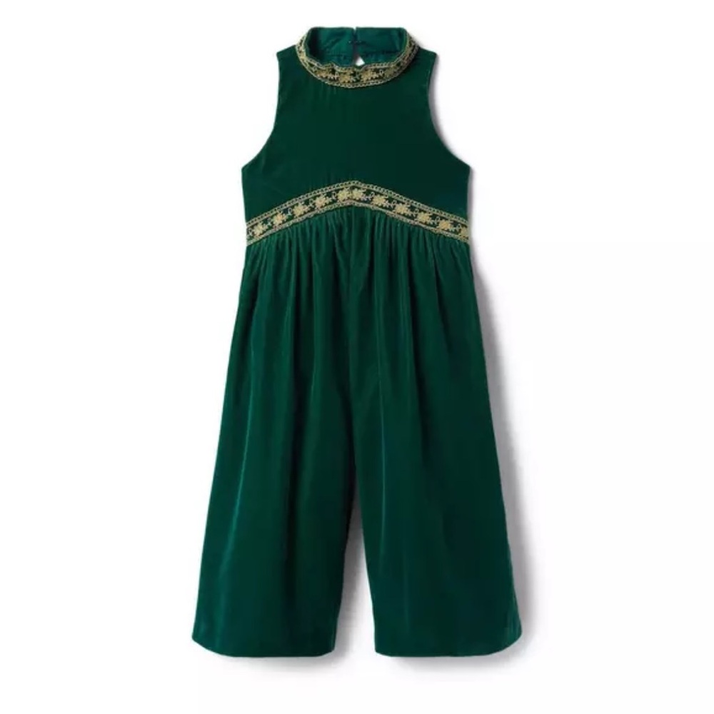 Janie & Jack Enchanted Forest Wideleg Velvet Jumpsuit 4 Girl